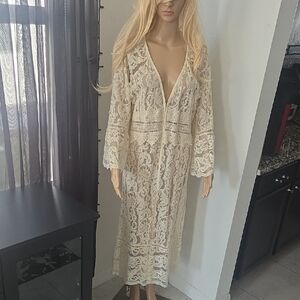 Cream Lace Duster NWOT L